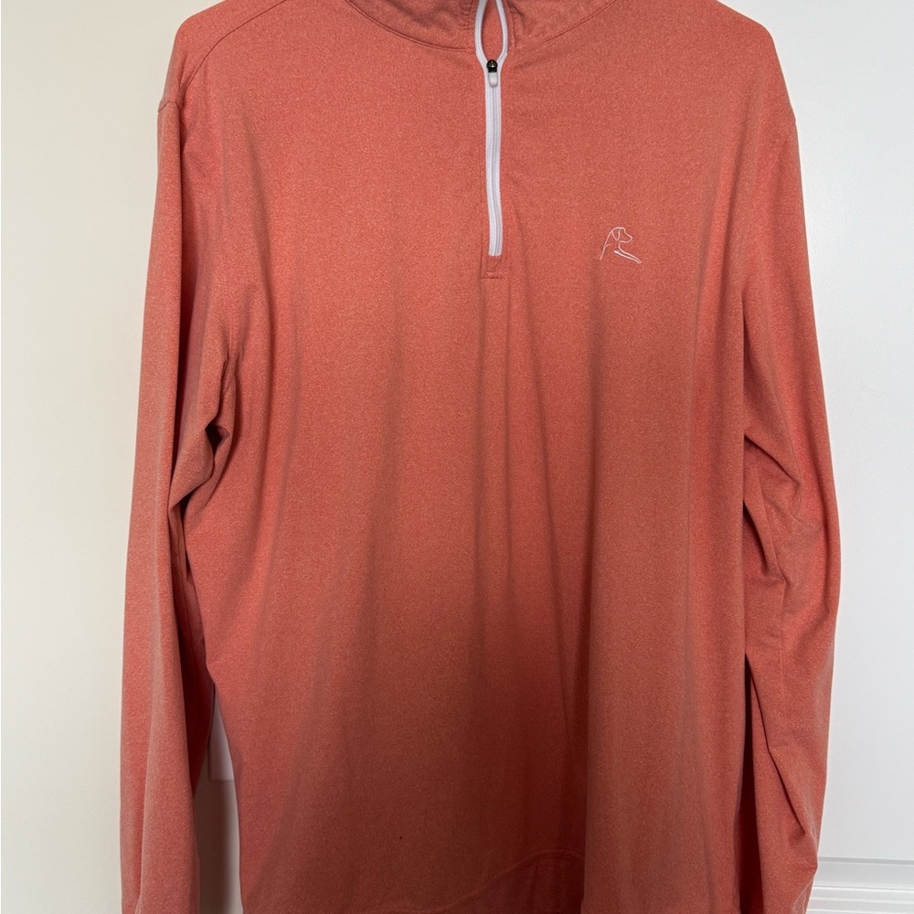 Rhoback Men’s Quarter Zip Pullover - Coral (Salmon) - Large